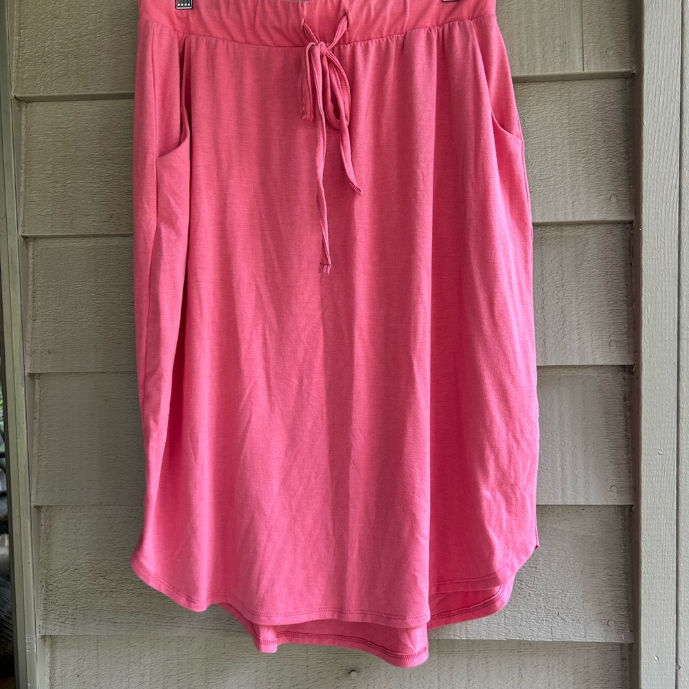 Zenana Outfitters Pink Midi Skirt with Tie Waist